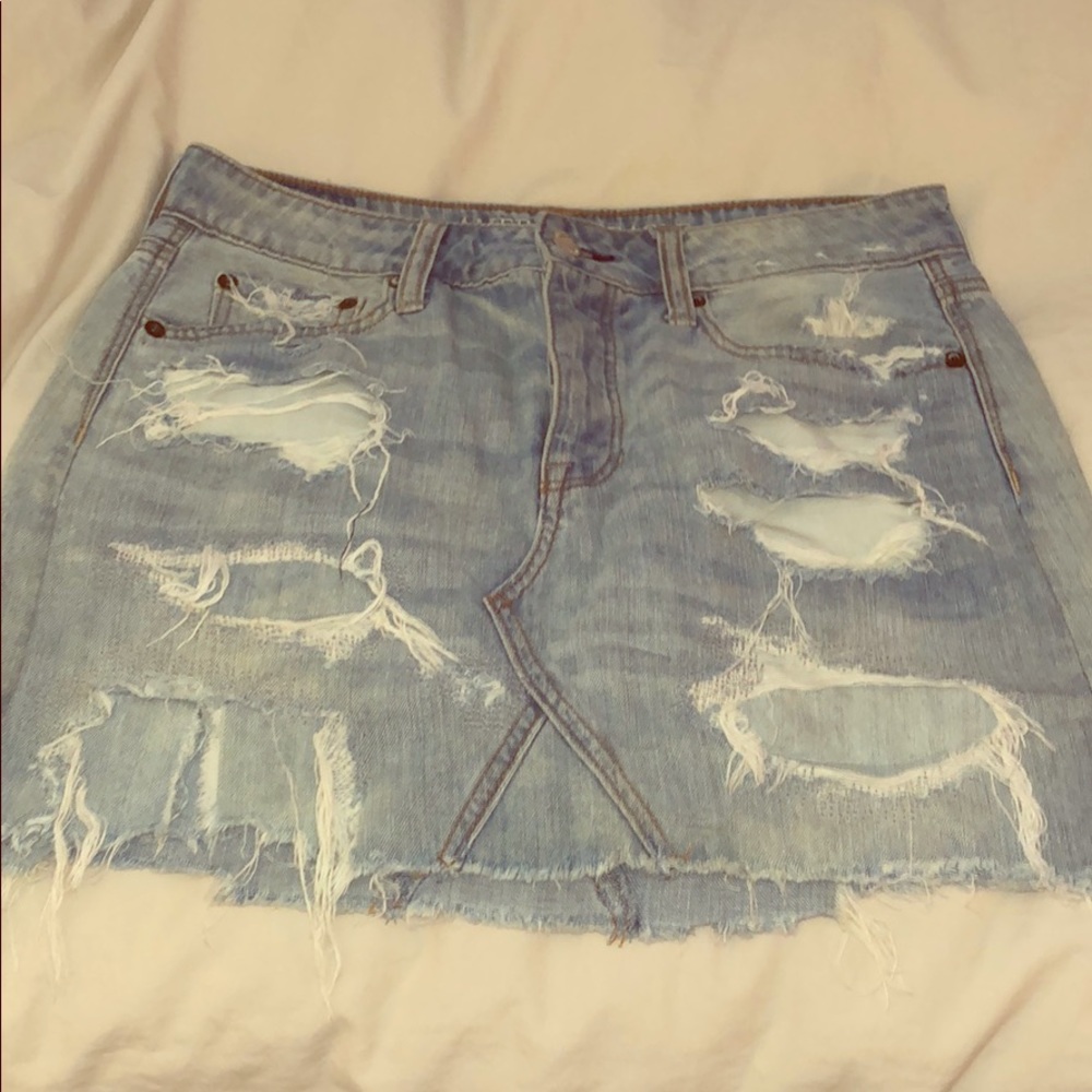 Light denim jean skirt